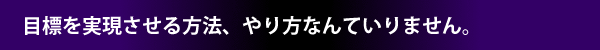 目標を実現させる方法、やり方なんて要りません。