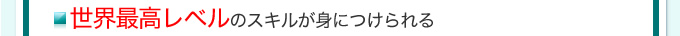 世界最高レベルのスキルが身に付けられる