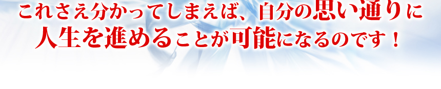 これさえ分かってしまえば、自分の思い通りに
人生を進めることが可能になるのです!