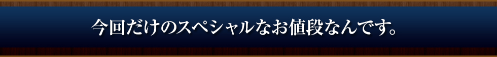 今回だけのスペシャルなお値段なんです。