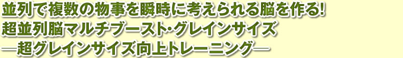 並列で複数の物事を瞬時に考えられる脳を作る！超並列脳マルチブースト・グレインサイズ─超グレインサイズ向上トレーニング─