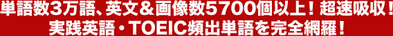 単語数3万語、英文＆画像数5700個以上！超速吸収！実践英語・TOEIC頻出単語を完全網羅！