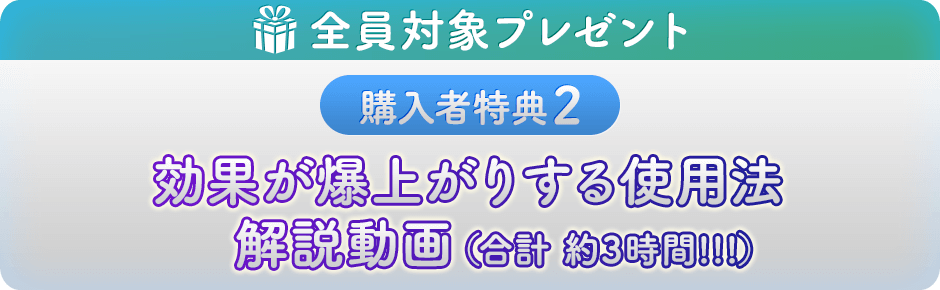 購入者特典２ 効果が爆上がりする使用法　解説動画（約40分）