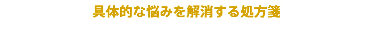 具体的な悩みを解消する処方箋