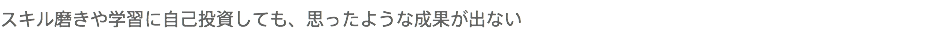 スキル磨きや学習に自己投資しても、思ったような成果が出ない