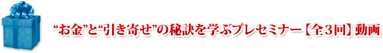 “お金”と“引き寄せ”の秘訣を学ぶプレセミナー【全３回】動画ファイル