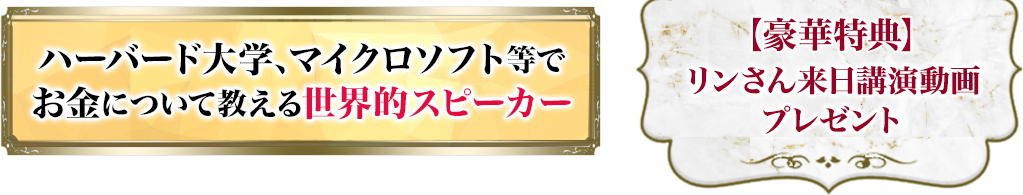 国連、ハーバード大学、マイクロソフトでお金について教える世界的スピーカー【豪華特典】リンさん来日公演動画プレゼント