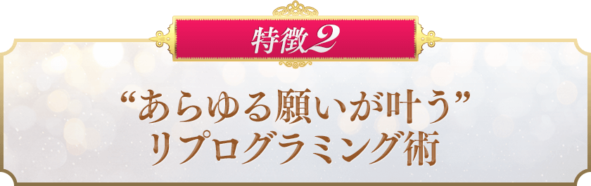 特徴２　”あらゆる願いが叶う” リプログラミング術