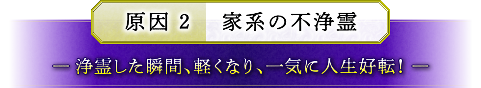 原因2 家系の不浄霊 ―浄霊した瞬間、軽くなり、一気に人生好転!―