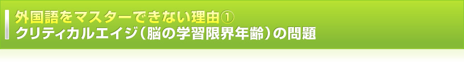 外国語をマスターできない理由①　クリティカルエイジ（脳の学習限界年齢）の問題