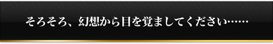 そろそろ、幻想から目を覚ましてください……