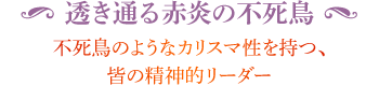 ◆ 透き通る赤炎の不死鳥 不死鳥のようなカリスマ性を持つ、皆の精神的リーダー