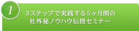 1.3ステップで実践する5ヶ月間の社外秘ノウハウ伝授セミナー