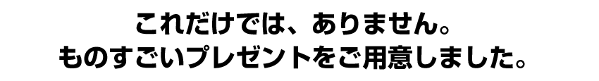 これだけでは、ありません。ものすごいプレゼントをご用意しました。