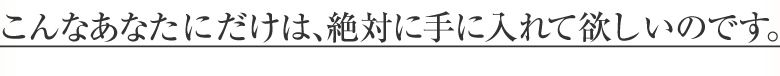 こんなあなたにだけは、絶対に手に入れて欲しいのです。