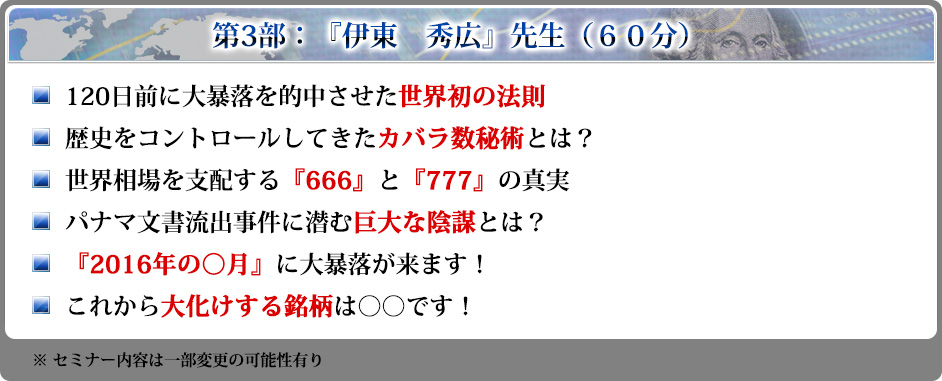第3部：『伊東　秀広』先生　（６０分）