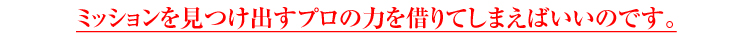 ミッションを見つけ出すプロの力を借りてしまえばいいのです。