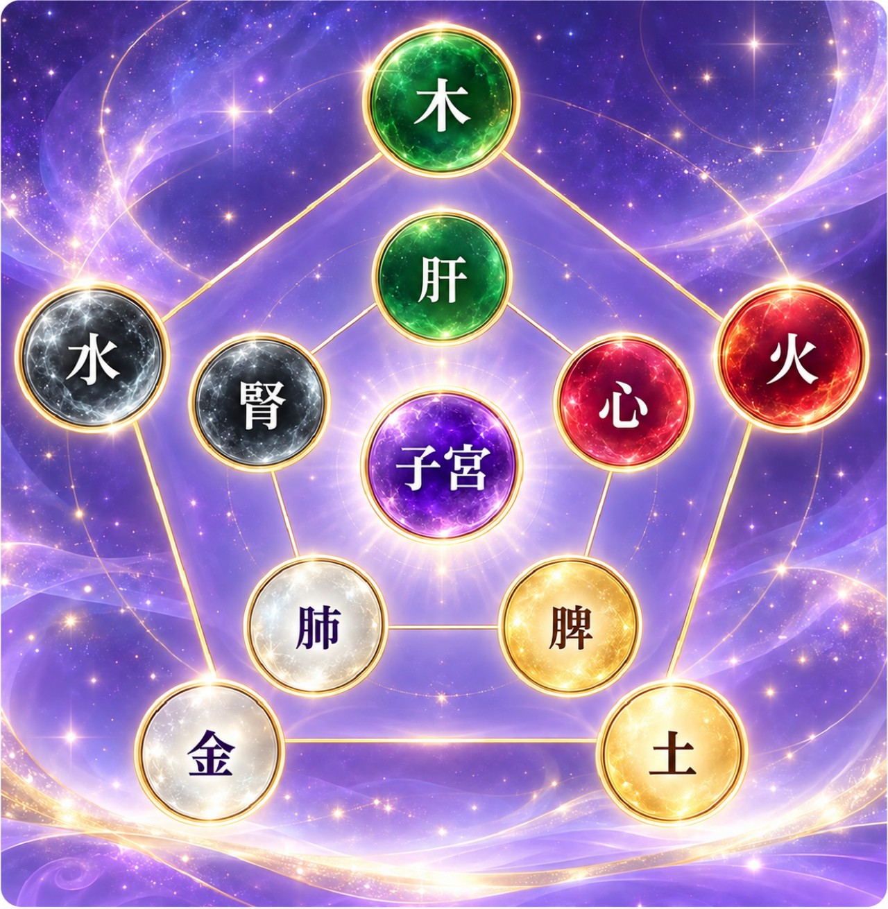 五行・五臓・子宮のバランス図