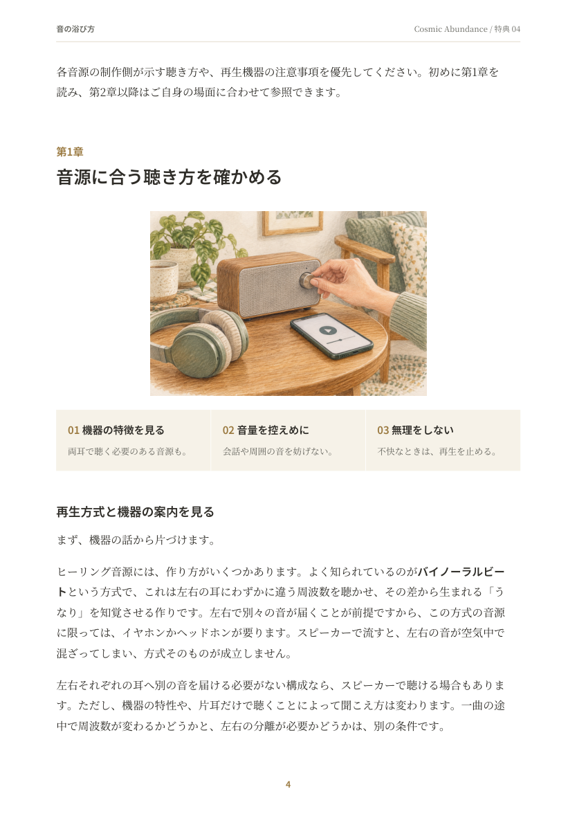 音の浴び方 中面