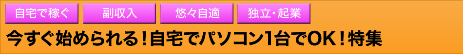 今すぐ始められる！自宅でパソコン1台でOK！特集