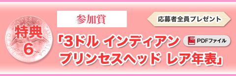 特典⑥　参加賞「3ドル インディアンプリンセスヘッド レア年表」応募者全員プレゼント