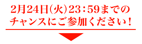 2月24日(火)23:59までのチャンスにご参加ください。