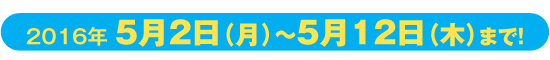 2016年5月2日（月）～5月12日（木）