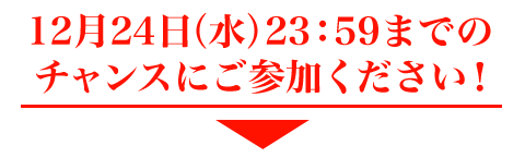 12月24日（木）23：59までのチャンスにご参加ください。