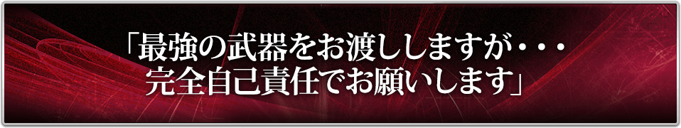 「最強の武器をお渡ししますが・・・完全自己責任でお願いします」