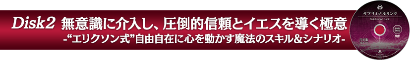 Disk２：無意識に介入し、圧倒的信頼とイエスを導く極意-“エリクソン式”自由自在に心を動かす魔法のスキル＆シナリオ-