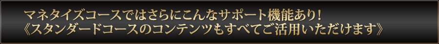 マネタイズコースではさらにこんなサポート機能あり！《スタンダードコースのコンテンツもすべてご活用いただけます》