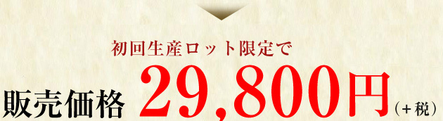 初回生産ロット限定で販売価格 29,800円(税込)